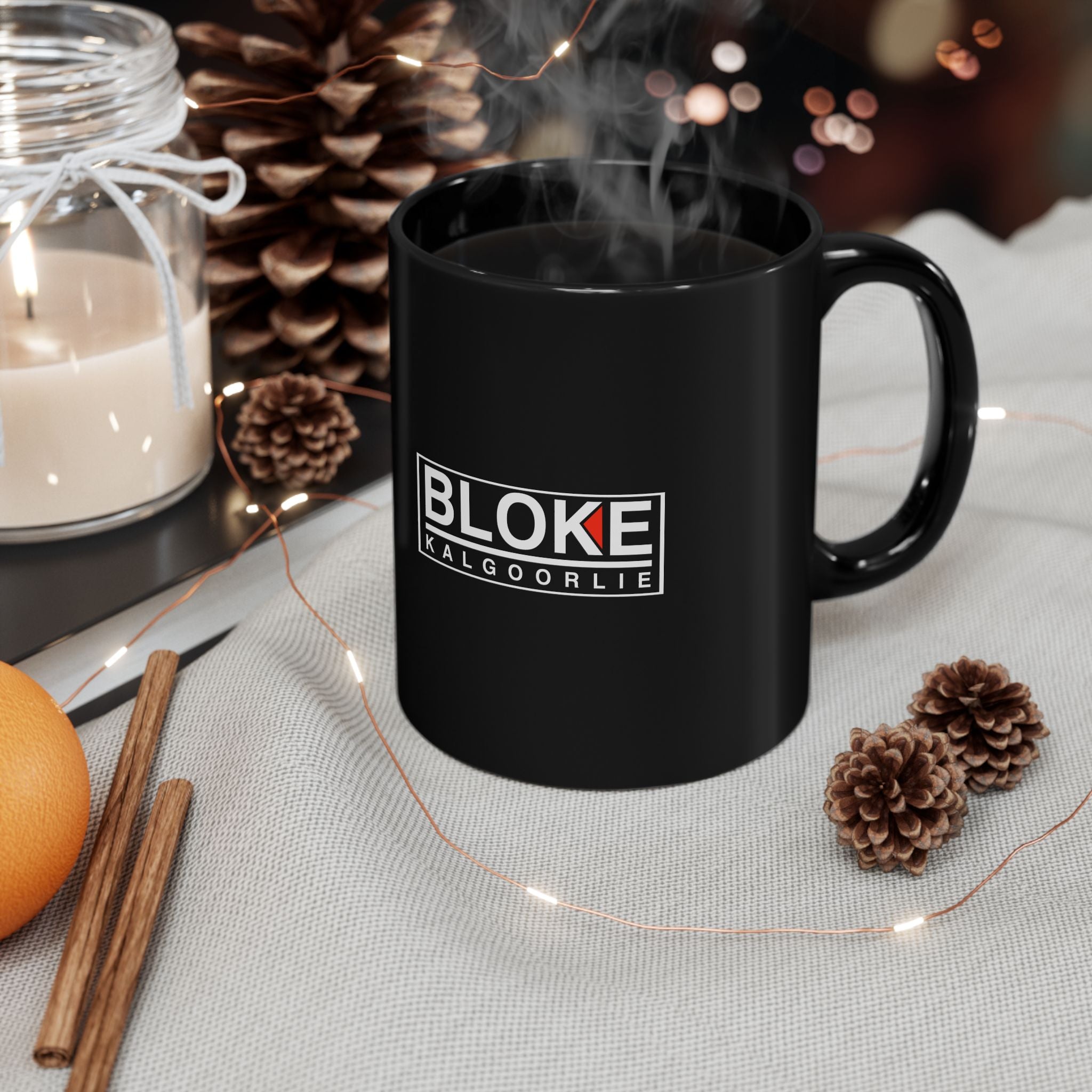 Custom Black Coffee Mug with 'BLOKE KALGOORLIE' Design – Perfect Gift for Coffee Lovers
