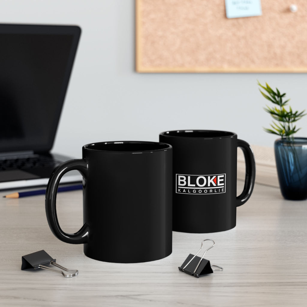 Custom Black Coffee Mug with 'BLOKE KALGOORLIE' Design – Perfect Gift for Coffee Lovers